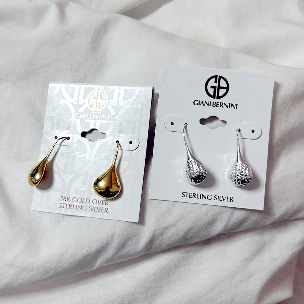 Giani Bernini 18k gold over sterling silver earrings - Picture 1 of 4